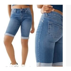 True Religion Riley Bermuda Knee Length Denim Jean Shorts 27